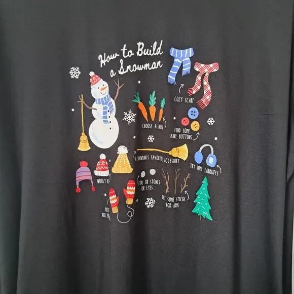 Joy Spun Black "How to Build a Snowman" Sleep Shirt Women's L/XL - Picture 3 of 4